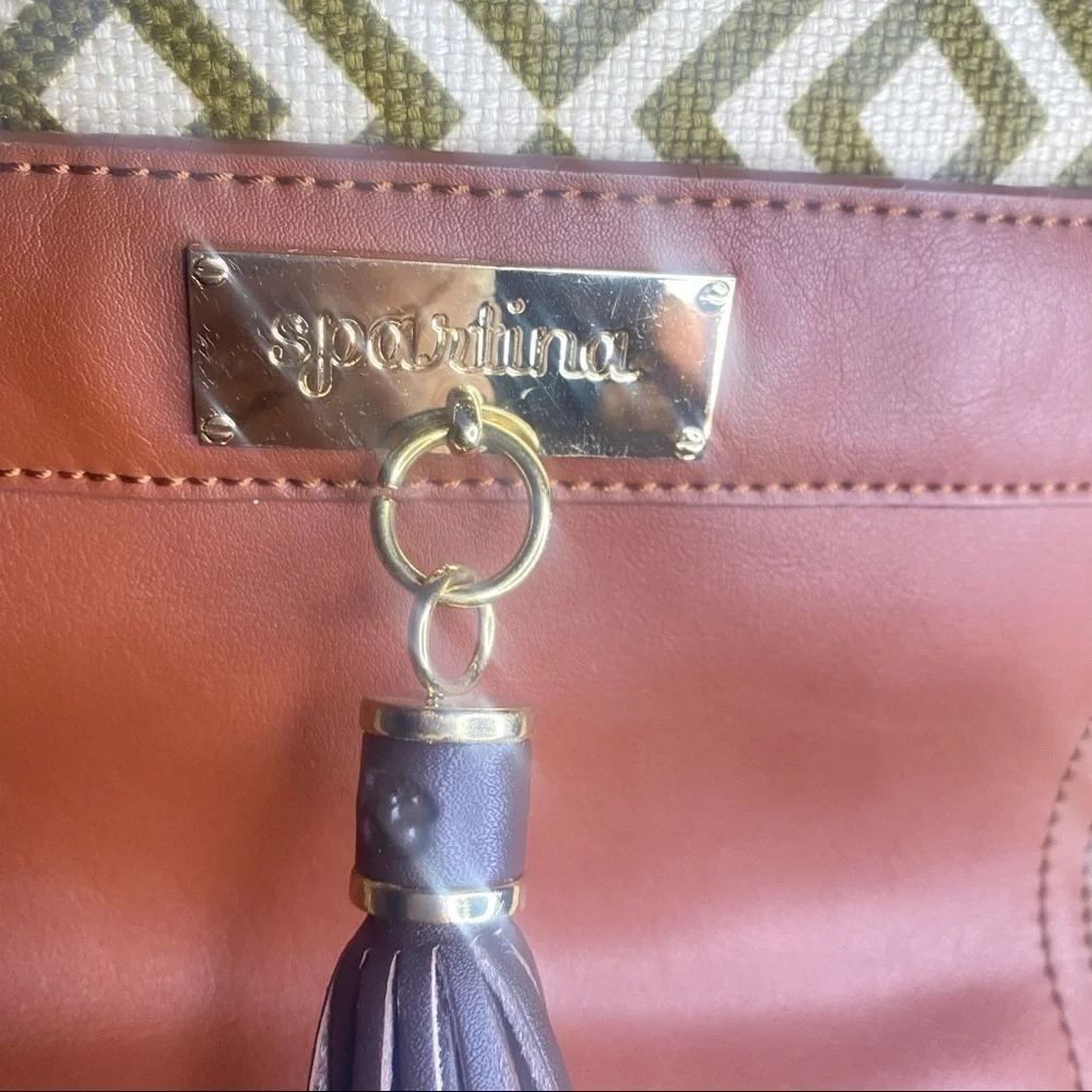 Spartina 449 Yemassee Trail Pocket Hobo natural linen & genuine leather Bag - Picture 16 of 16
